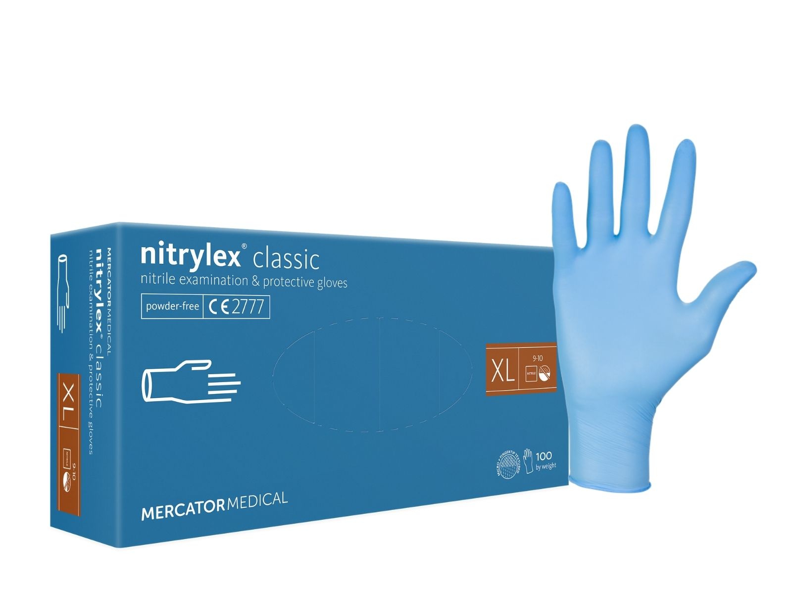 Rękawice Nitrylex Blue XL Mercator Classic KARTON